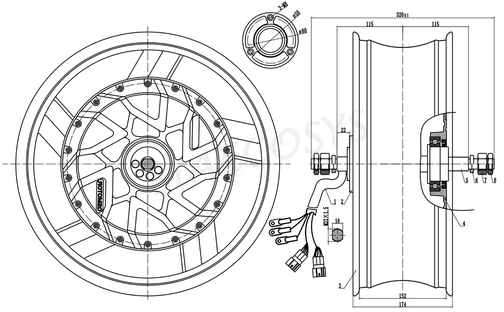 QSMotor 17X6.0inch 70H 12000W  - 12000W Electric Motorcycle Hub Motor 评论和价格
